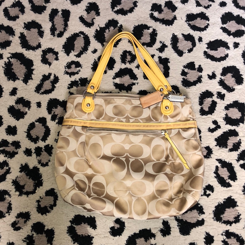 Tan & Yellow Coach Tote bag